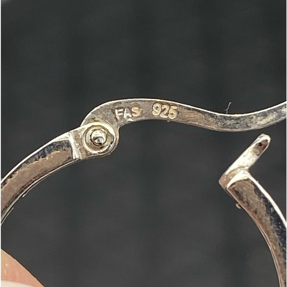 STERLING silver cubic zirconia pierced hoop earrings - Picture 7 of 7